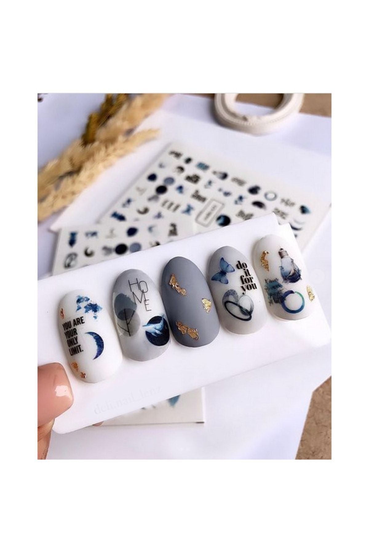 Ay Desenli Tırnak Dövmesi Tırnak Tattoo Nail Art Tırnak