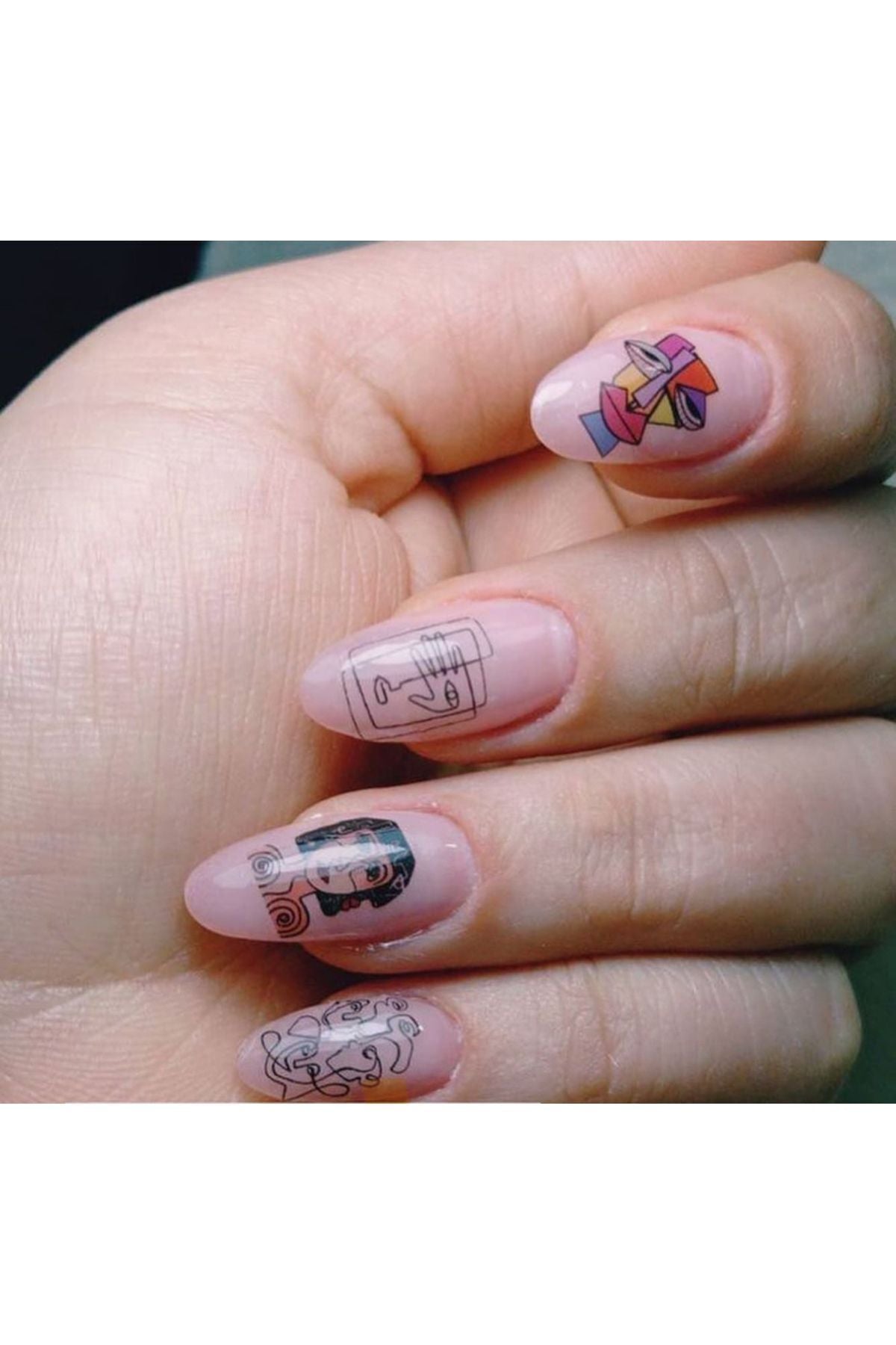 İnsan Suratlı Desenli Tırnak Dövmesi Tırnak Tattoo Nail Art Tırnak Sticker