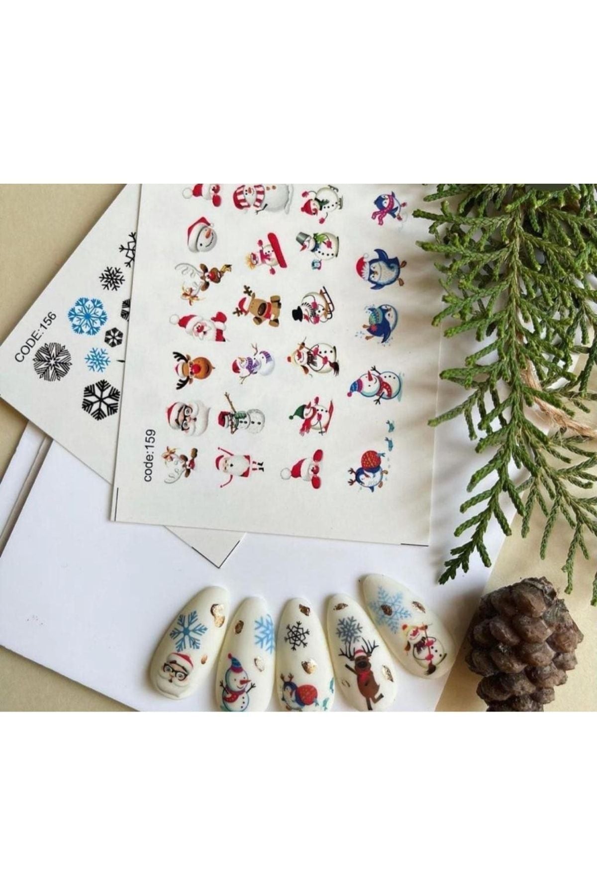 Yeni Yıl Krismas New Year Yeniyıl Desenli Tırnak Dövmesi Tırnak Tattoo Nail Art Tırnak Sticker