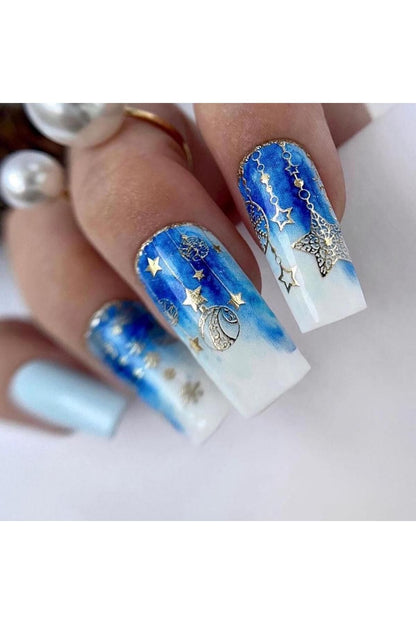 Yıldız Desenli Tırnak Dövmesi Tırnak Tattoo Nail Art Tırnak Sticker