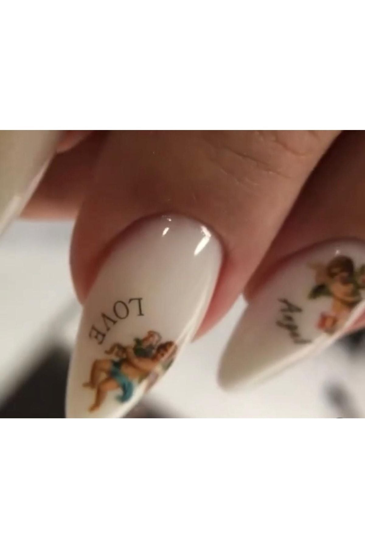 Melek Desenli Tırnak Dövmesi Tırnak Tattoo Nail Art Tırnak Sticker