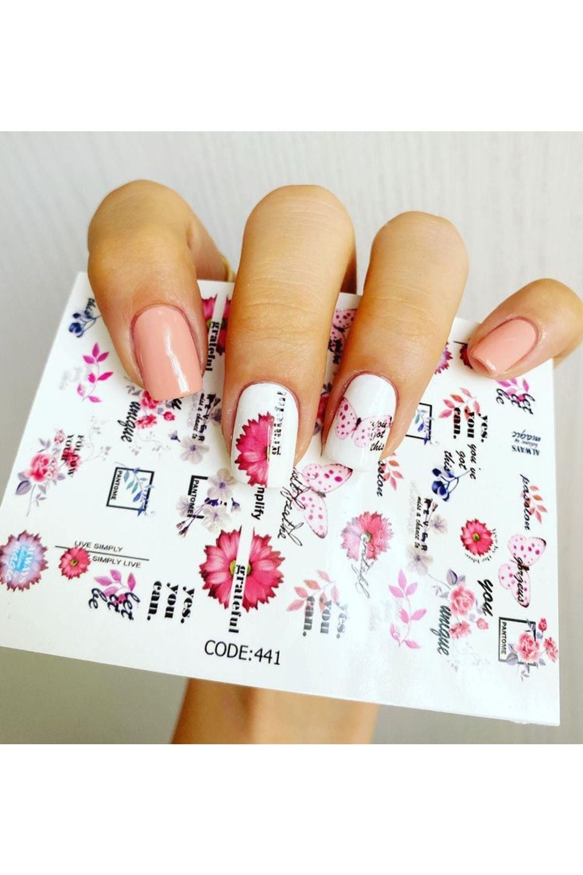 Gül Desenli Tırnak Dövmesi Tırnak Tattoo Nail Art Tırnak Sticker