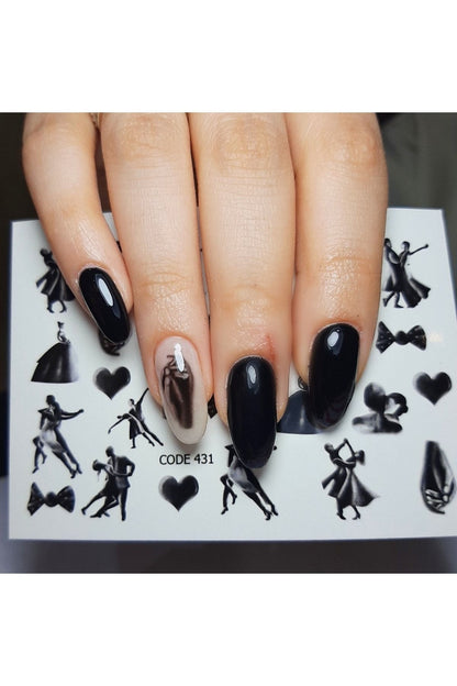 Siyah Insan? Desenli Tırnak Dövmesi Tırnak Tattoo Nail Art Tırnak Sticker