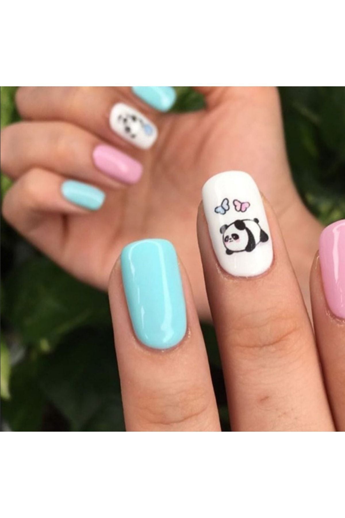 Sevimli Panda Desenli Tırnak Dövmesi Tırnak Tattoo Nail Art Tırnak Sticker