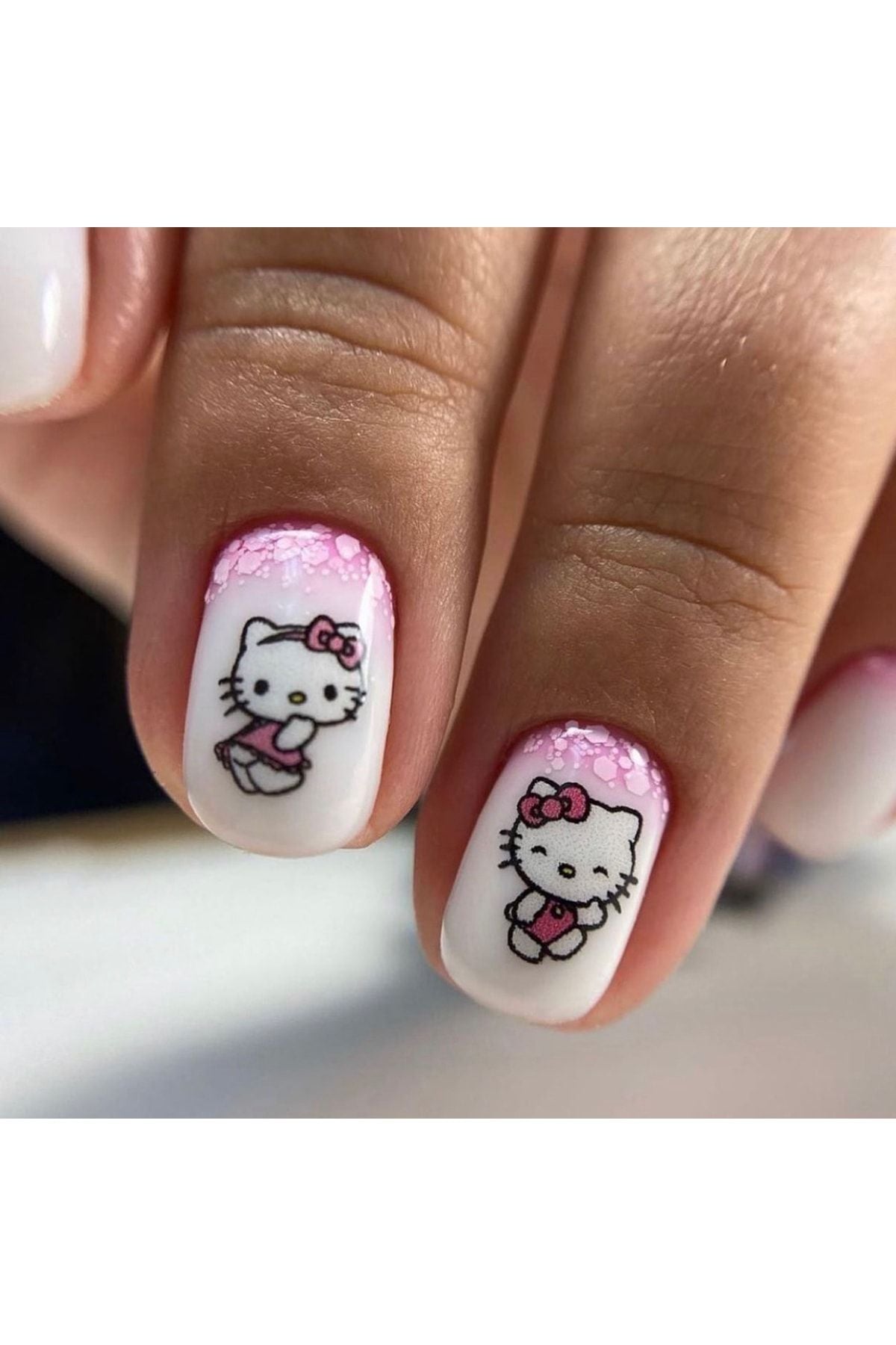 Hello Kitty Desenli Tırnak Dövmesi Tırnak Tattoo Nail Art Tırnak Sticker