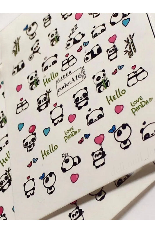 Love Panda Tırnak Dövmesi Tırnak Tattoo Nail Art Tırnak Sticker