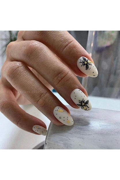 Arı Desenli Tırnak Dövmesi Tırnak Tattoo Nail Art Tırnak Sticker