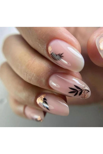 Yaprak Desenli Tırnak Dövmesi Tırnak Tattoo Nail Art Tırnak Sticker