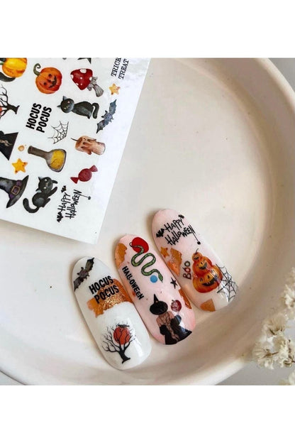 Bal Kabak Son Bahar Desenli Tırnak Dövmesi Tırnak Tattoo Nail Art Tırnak Sticker