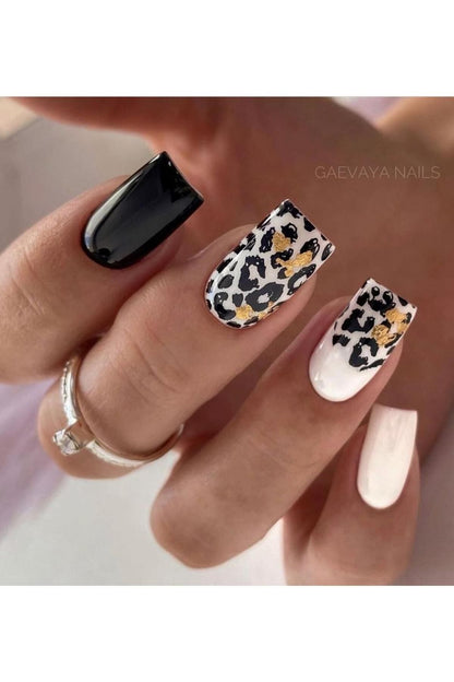 Siyah Leopar Desenli Tırnak Dövmesi Tırnak Tattoo Nail Art Tırnak Sticker