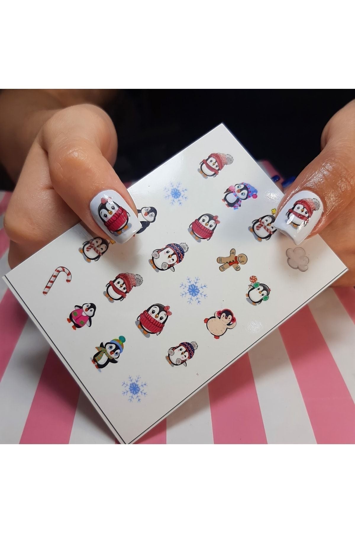 Penguen Desenli Tırnak Dövmesi Tırnak Tattoo Nail Art Tırnak Sticker