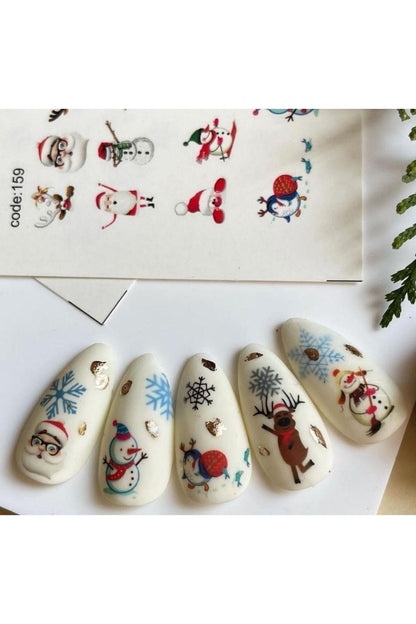 Yeni Yıl Kar Desenli Tırnak Dövmesi Tırnak Tattoo Nail Art Tırnak Sticker