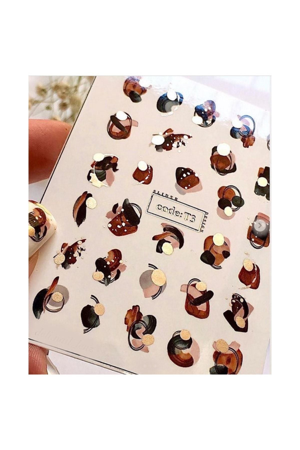 Kahve Renkli Tırnak Dövmesi Tırnak Tattoo Nail Art Tırnak Sticker