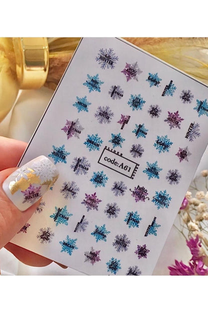 Kar Tanesi Desenli Tırnak Dövmesi Tırnak Tattoo Nail Art Tırnak Sticker