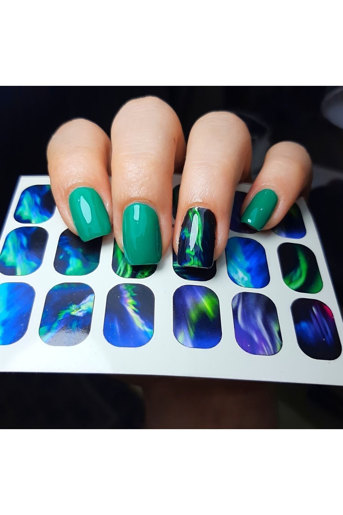 Kuzey Işıkları Mor Tırnak Dövmesi Tırnak Tattoo Nail Art Tırnak Sticker