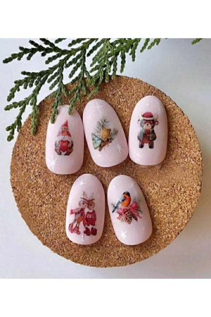 Yeni Yil Desenli Tırnak Dövmesi Tırnak Tattoo Nail Art Tırnak Sticker