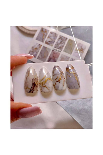 Mermer Desenli Tırnak Dövmesi Tırnak Tattoo Nail Art Tırnak Sticker