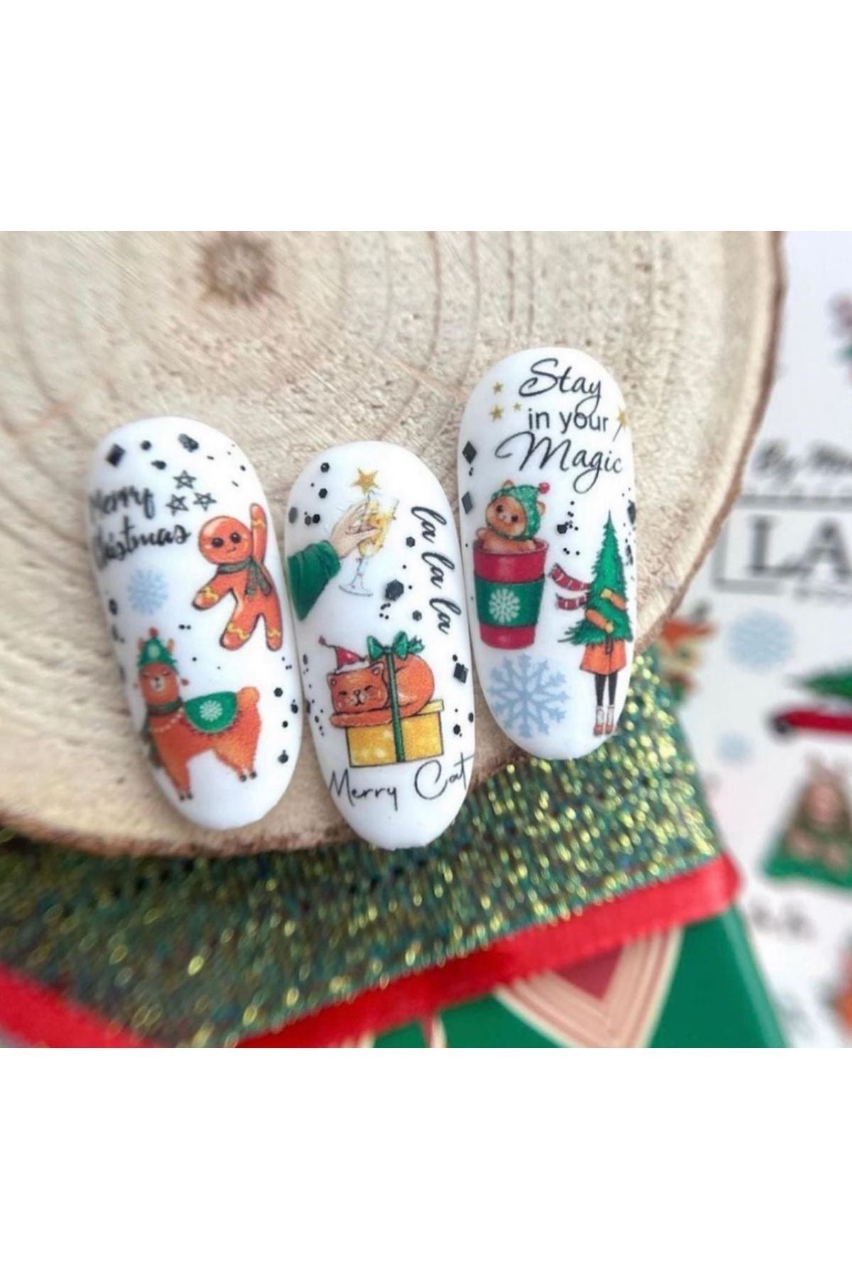 Yeni Yıl krismas Desenli Tırnak Dövmesi Tırnak Tattoo Nail Art Tırnak Sticker