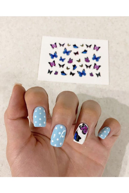 Kelebekler Vadisi Desenli Tırnak Dövmesi Tırnak Tattoo Nail Art Tırnak Sticker