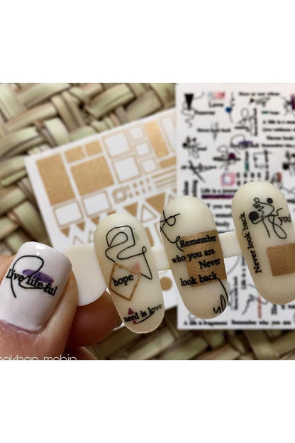 Imza Desenli Tırnak Dövmesi Tırnak Tattoo Nail Art Tırnak Sticker