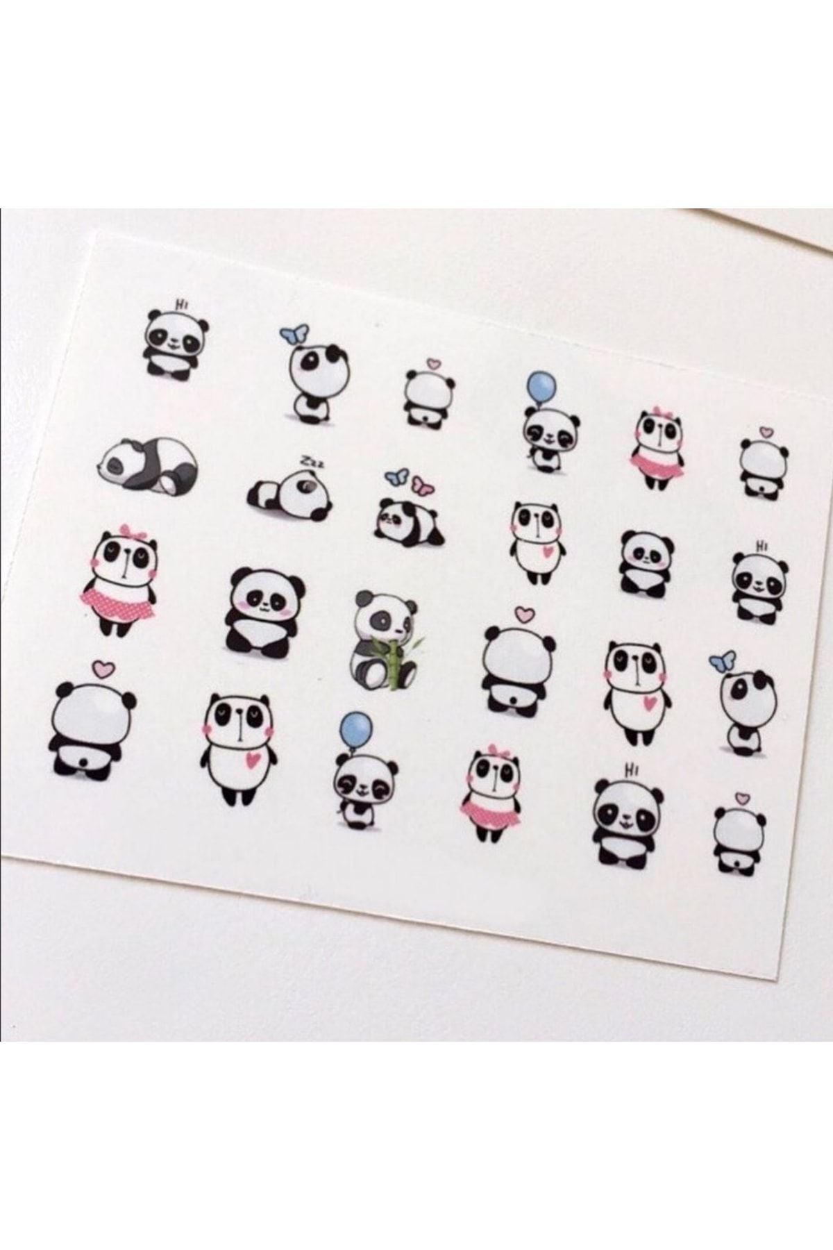 Sevimli Panda Desenli Tırnak Dövmesi Tırnak Tattoo Nail Art Tırnak Sticker