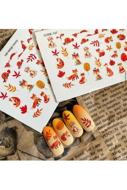 Son Bahar Desenli Tırnak Dövmesi Tırnak Tattoo Nail Art Tırnak Sticker