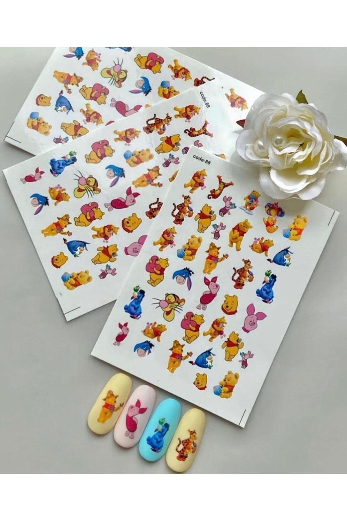 Tatlı Ayı Desenli Tırnak Dövmesi Tırnak Tattoo Nail Art Tırnak Sticker