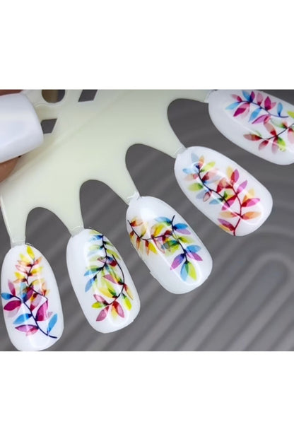 Son Bahar Yaprak Desenli Tırnak Dövmesi Tırnak Tattoo Nail Art Tırnak Sticker