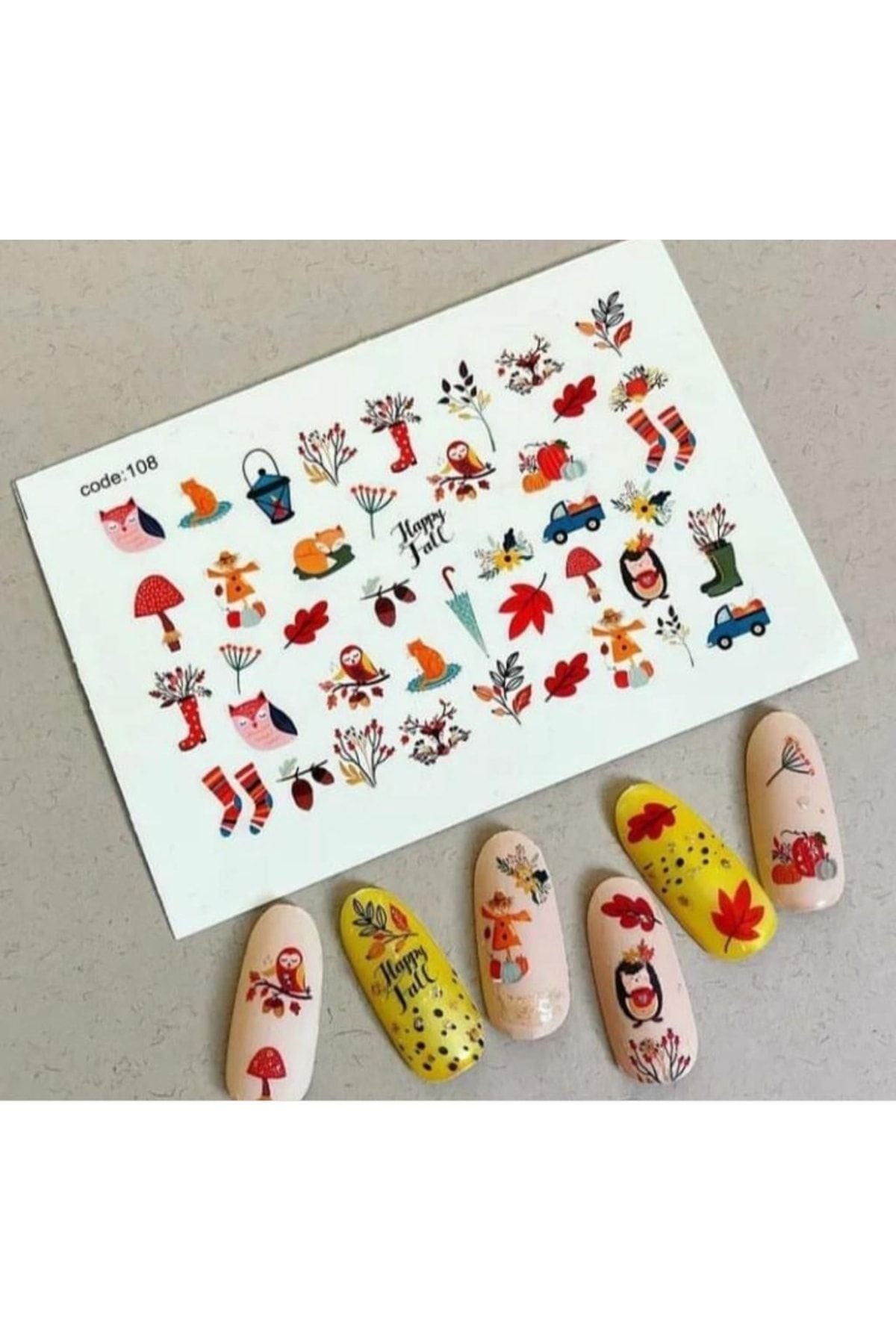 Son Bahar Desenli Tırnak Dövmesi Tırnak Tattoo Nail Art Tırnak Sticker