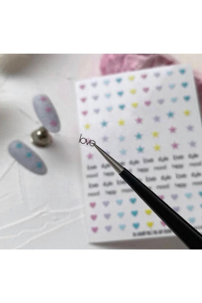 Kalp Desenli Tırnak Dövmesi Tırnak Tattoo Nail Art Tırnak Sticker