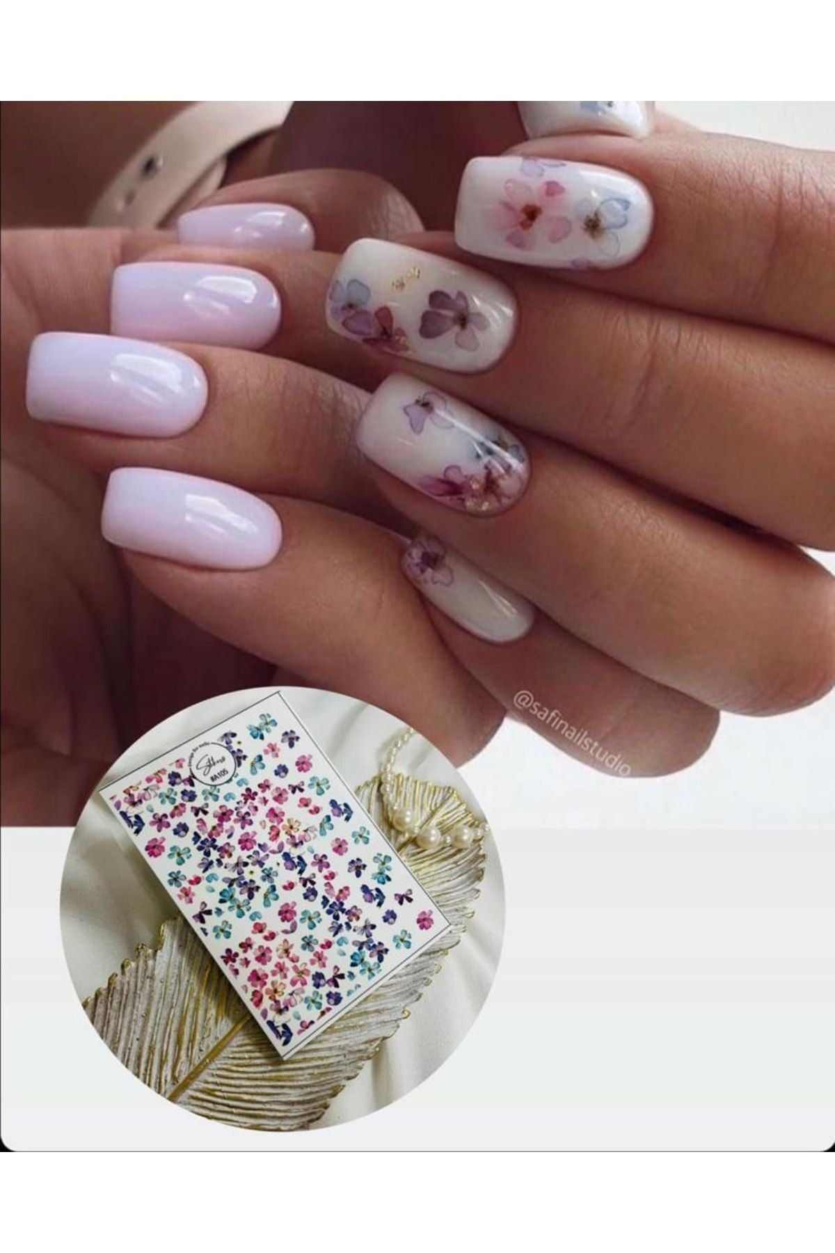 Gül Desenli Tırnak Dövmesi Tırnak Tattoo Nail Art Tırnak Sticker