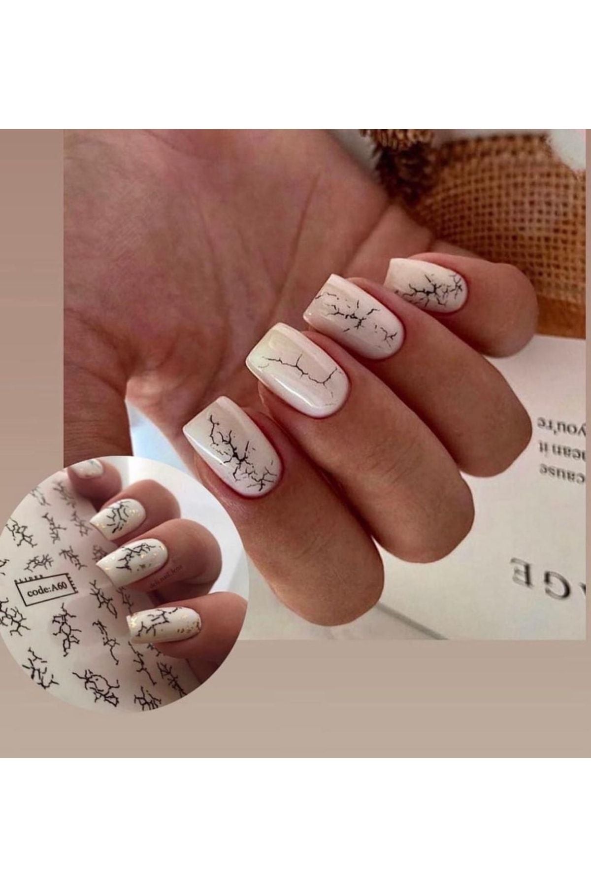 Siyah Çizgi Dövmesi Tırnak Tattoo Nail Art Tırnak Sticker