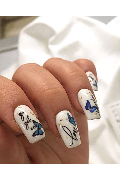 Kelebekler Vadisi Desenli Tırnak Dövmesi Tırnak Tattoo Nail Art Tırnak Sticker