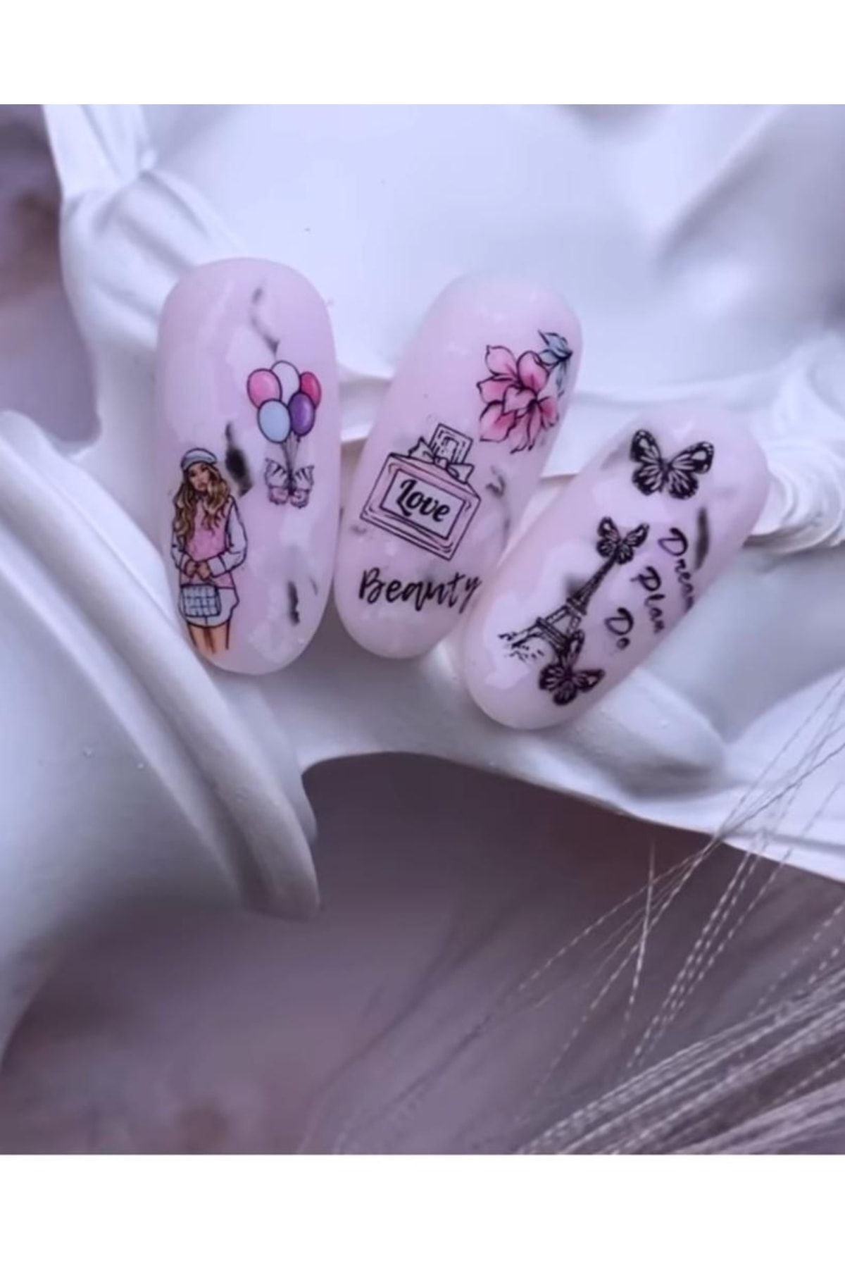 Cici Kız? Desenli Tırnak Dövmesi Tırnak Tattoo Nail Art Tırnak Sticker