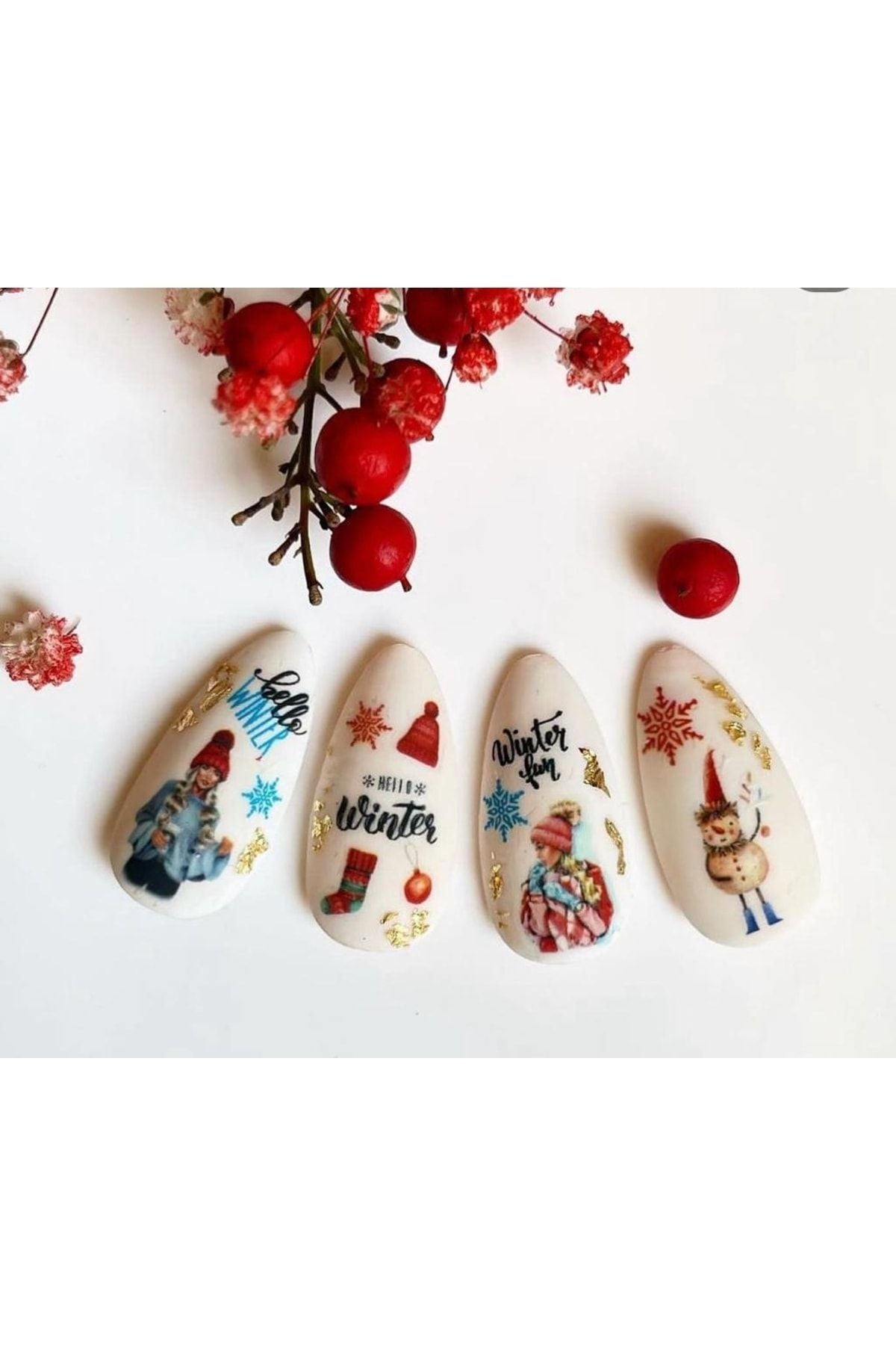 Son Bahar Desenli Tırnak Dövmesi Tırnak Tattoo Nail Art Tırnak Sticker