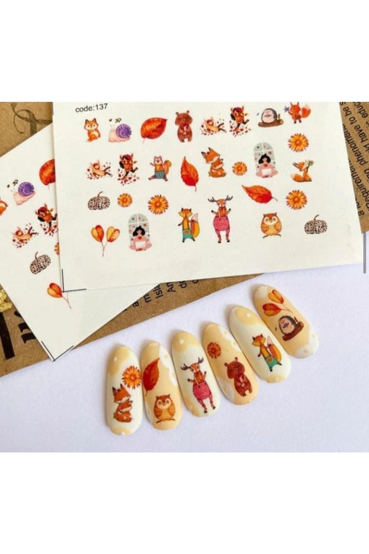 Son Bahar Desenli Tırnak Dövmesi Tırnak Tattoo Nail Art Tırnak Sticker