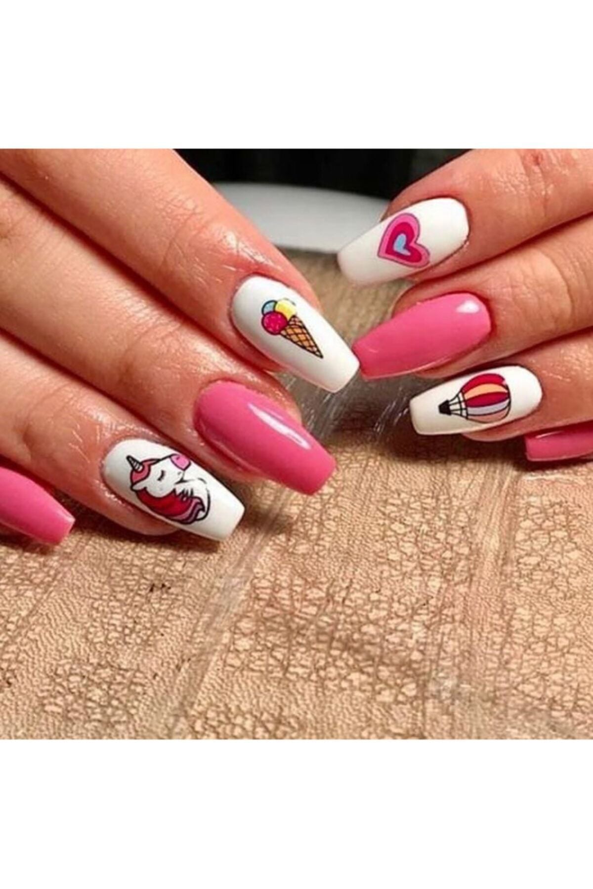 Çeşitli Unicorn Ve Şirin Desenli Tırnak Dövmesi Tırnak Tattoo Nail Art Tırnak Sticker