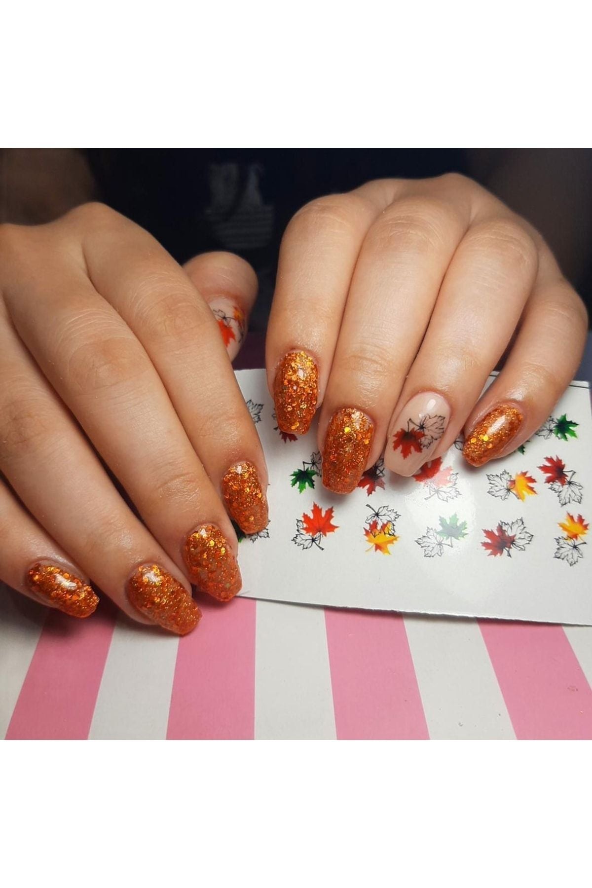 Yaprak Desenli Tırnak Dövmesi Tırnak Tattoo Nail Art Tırnak Sticker