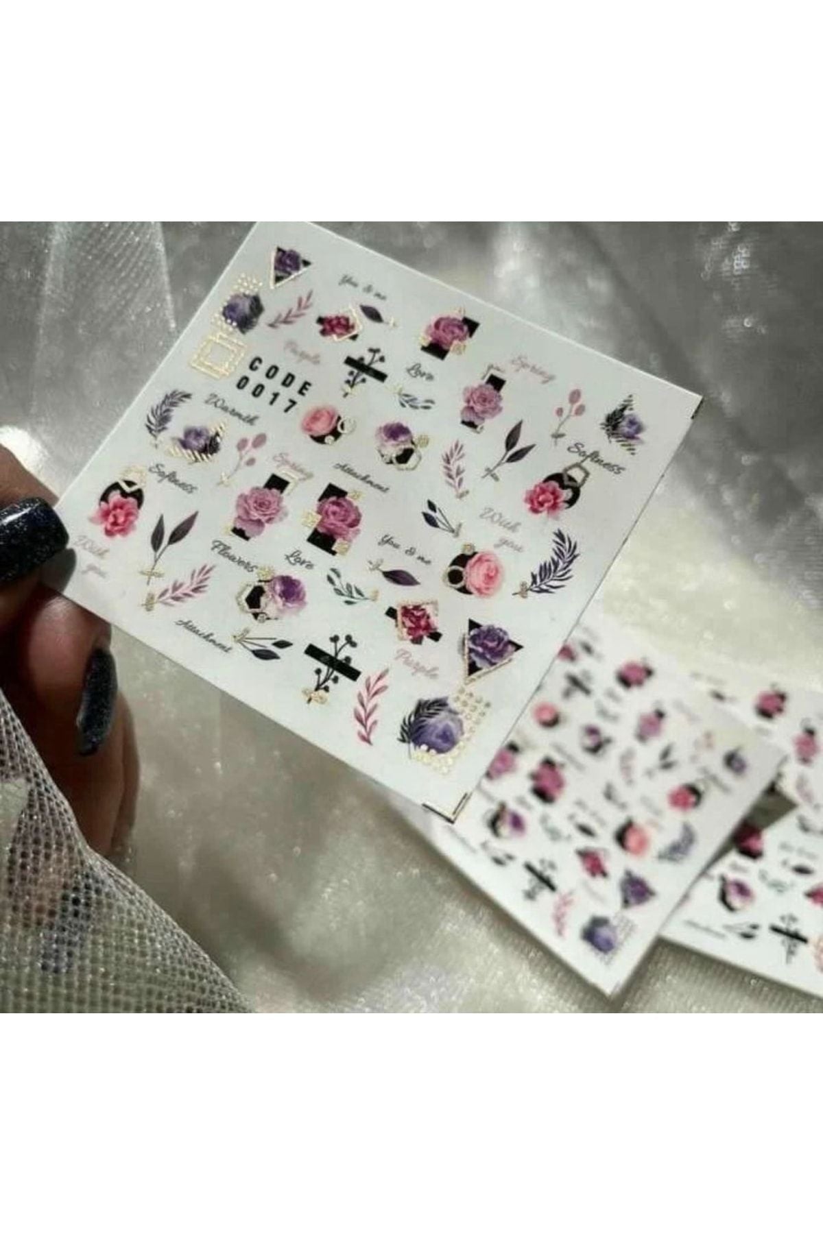 Gül Desenli Tırnak Dövmesi Tırnak Tattoo Nail Art Tırnak Sticker