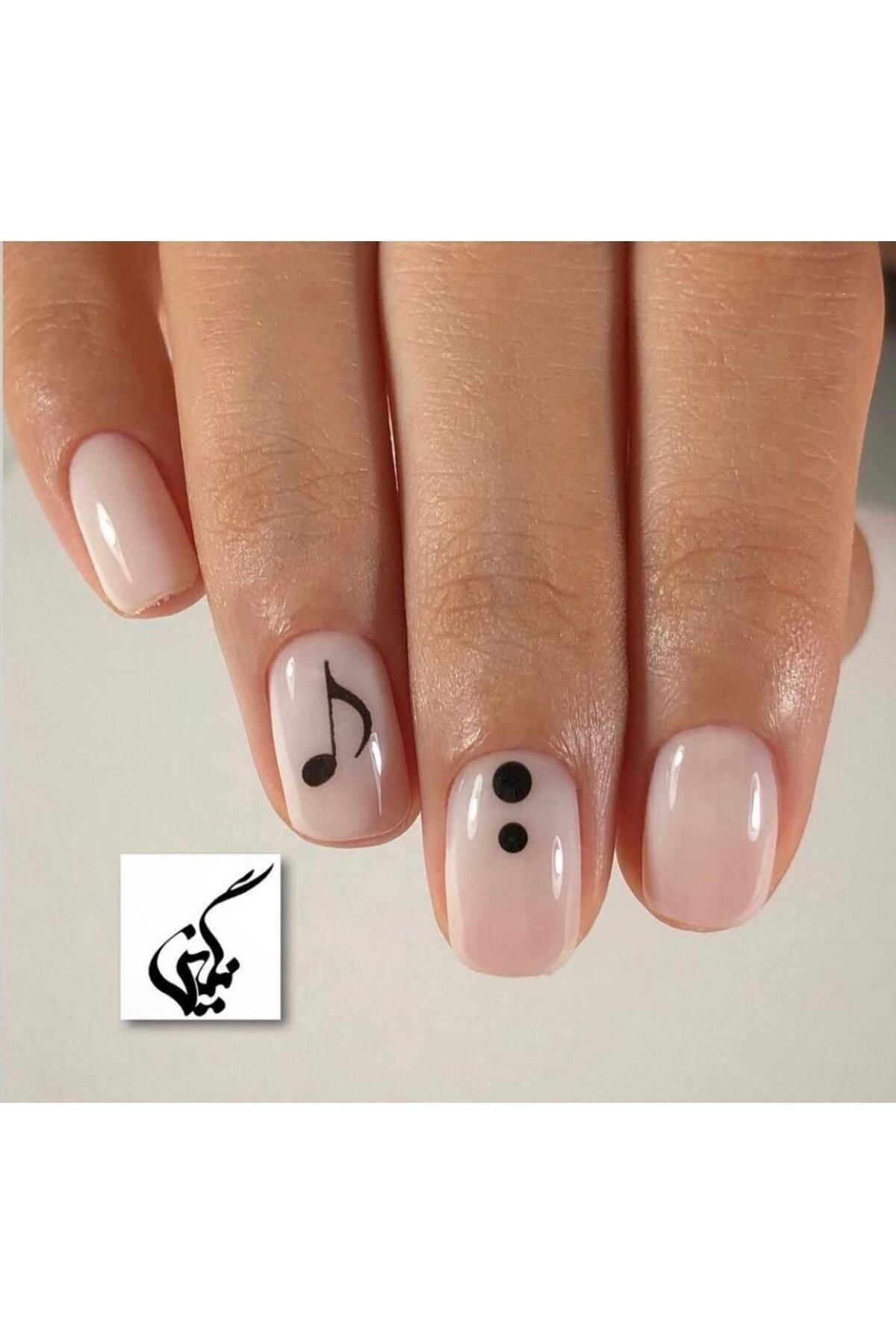 Muzik Not Desenli Tırnak Dövmesi Tırnak Tattoo Nail Art Tırnak Sticker