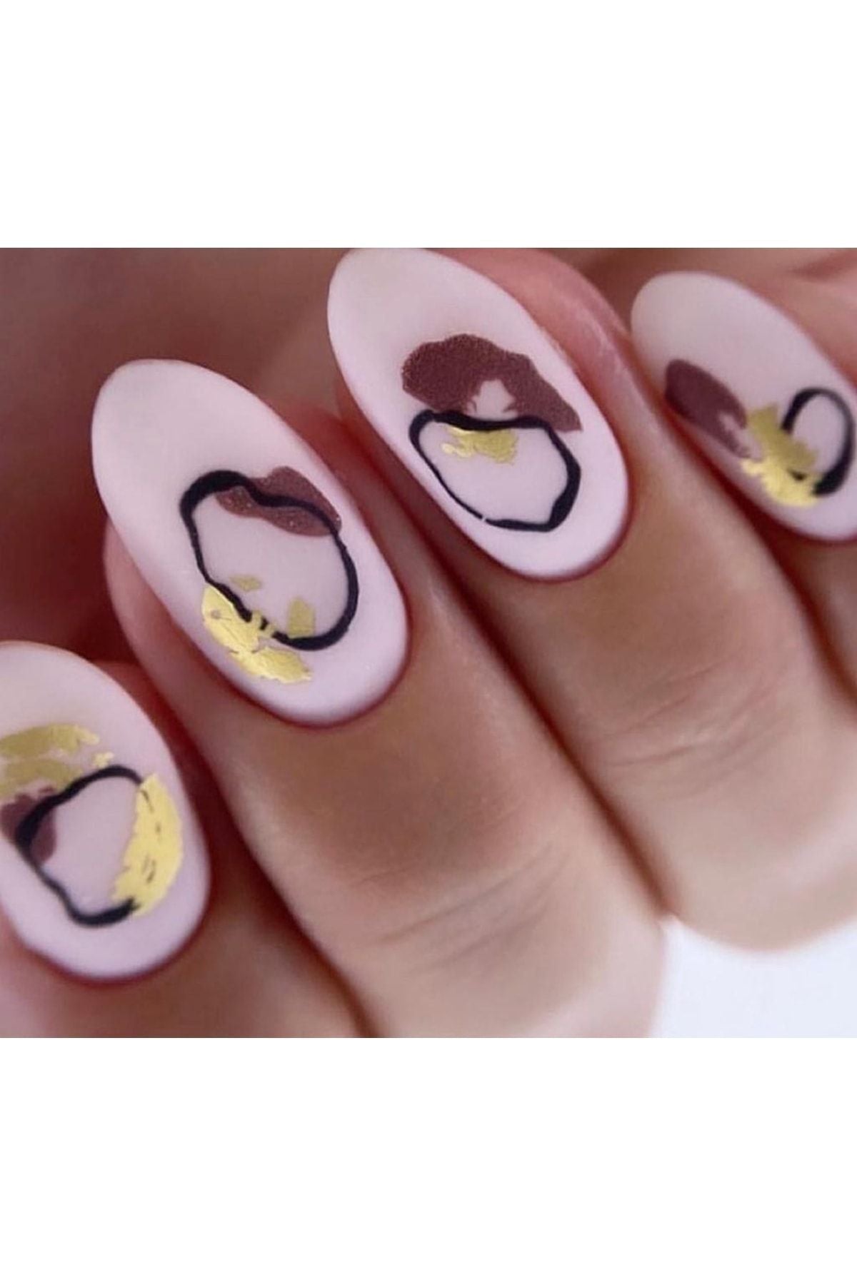 Kahve Renkli Tırnak Dövmesi Tırnak Tattoo Nail Art Tırnak Sticker