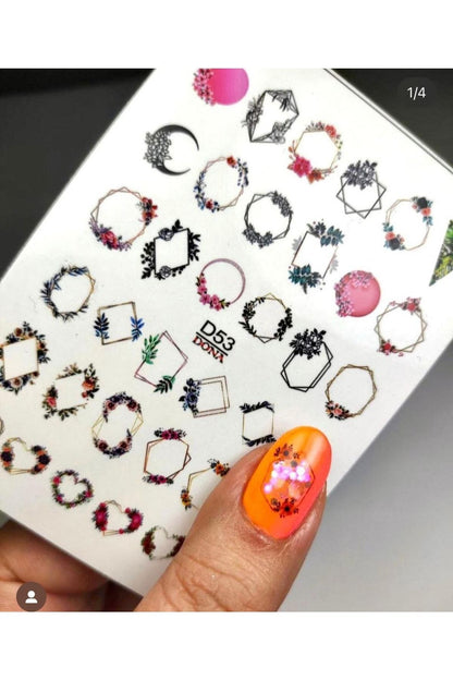 Halka Gül Desenli Tırnak Dövmesi Tırnak Tattoo Nail Art Tırnak Sticker