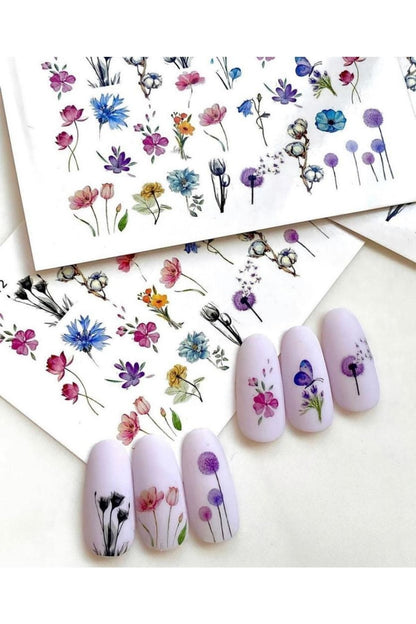 Rengareg Gül Desenli Tırnak Dövmesi Tırnak Tattoo Nail Art Tırnak Sticker