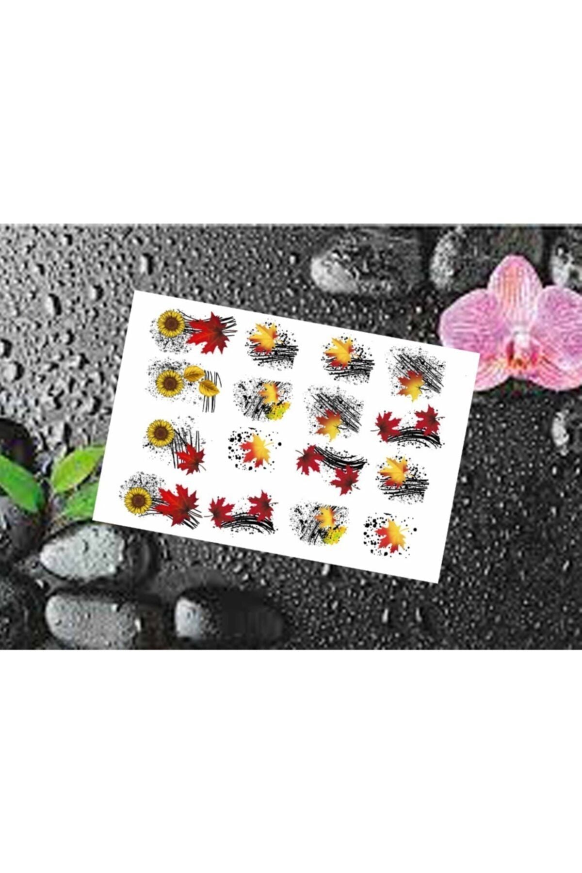 Ay Çiçeği Desenli Tırnak Dövmesi Tırnak Tattoo Nail Art Tırnak Sticker