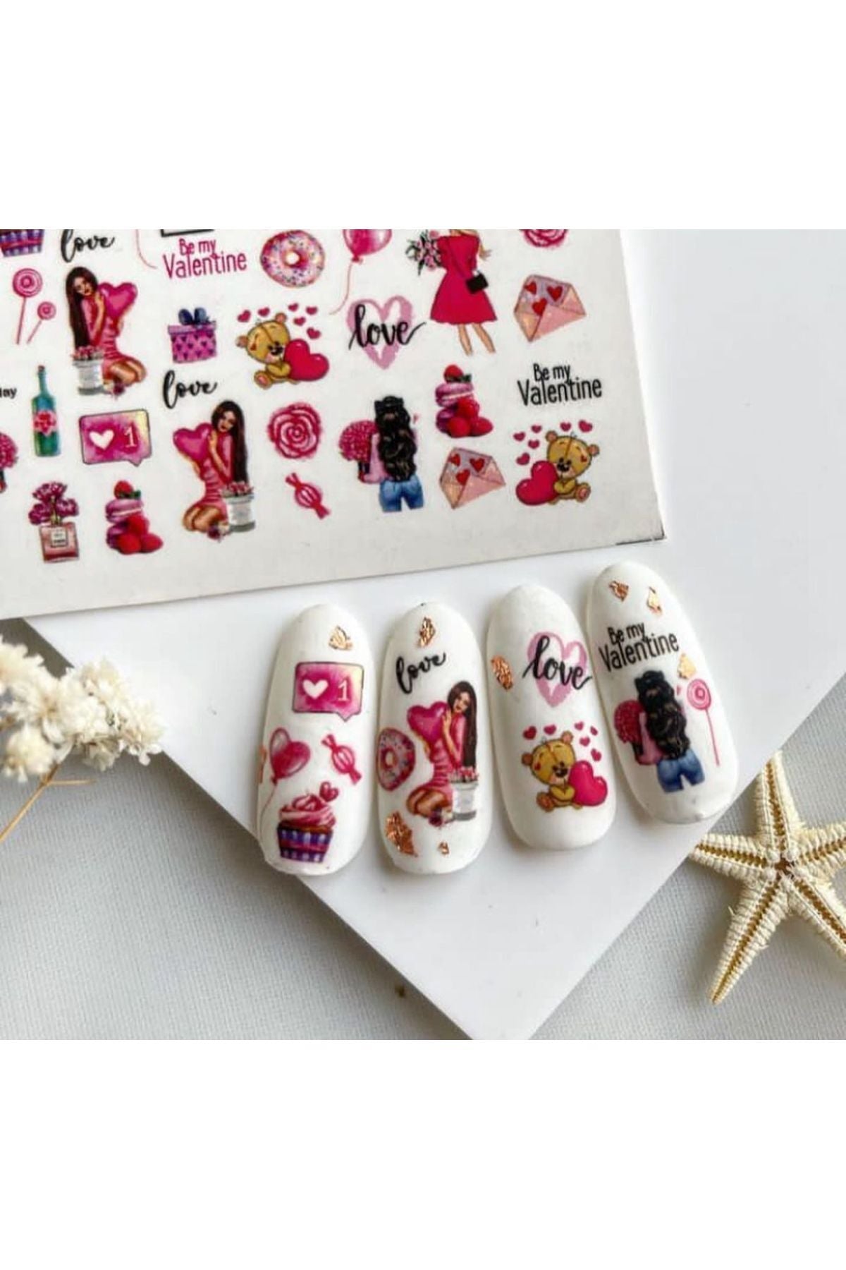 Hediyelik Desenli Tırnak Dövmesi Tırnak Tattoo Nail Art Tırnak Sticker