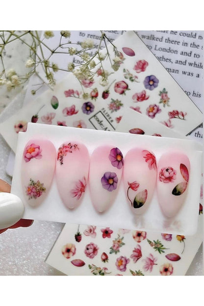 Gül Desenli Tırnak Dövmesi Tırnak Tattoo Nail Art Tırnak Sticker