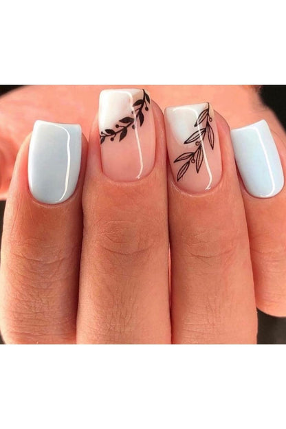 Yaprak Desenli Tırnak Dövmesi Tırnak Tattoo Nail Art Tırnak Sticker