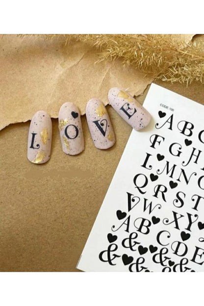 Harf Desenli Tırnak Dövmesi Tırnak Tattoo Nail Art Tırnak Sticker