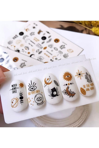 Ay Desenli Tırnak Dövmesi Tırnak Tattoo Nail Art Tırnak Sticker