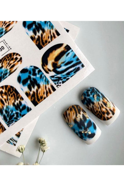 Leopar Desenli Tırnak Dövmesi Tırnak Tattoo Nail Art Tırnak Sticker